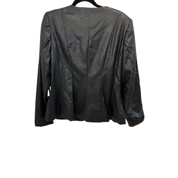 DKNY Plus Size Black Faux Leather Light Weight Soft Shell Jacket Size 16 NWT - Picture 2 of 4